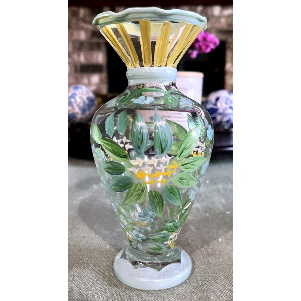 Tracy Porter Vintage Hand-Painted Glass Bud Vase~EUC